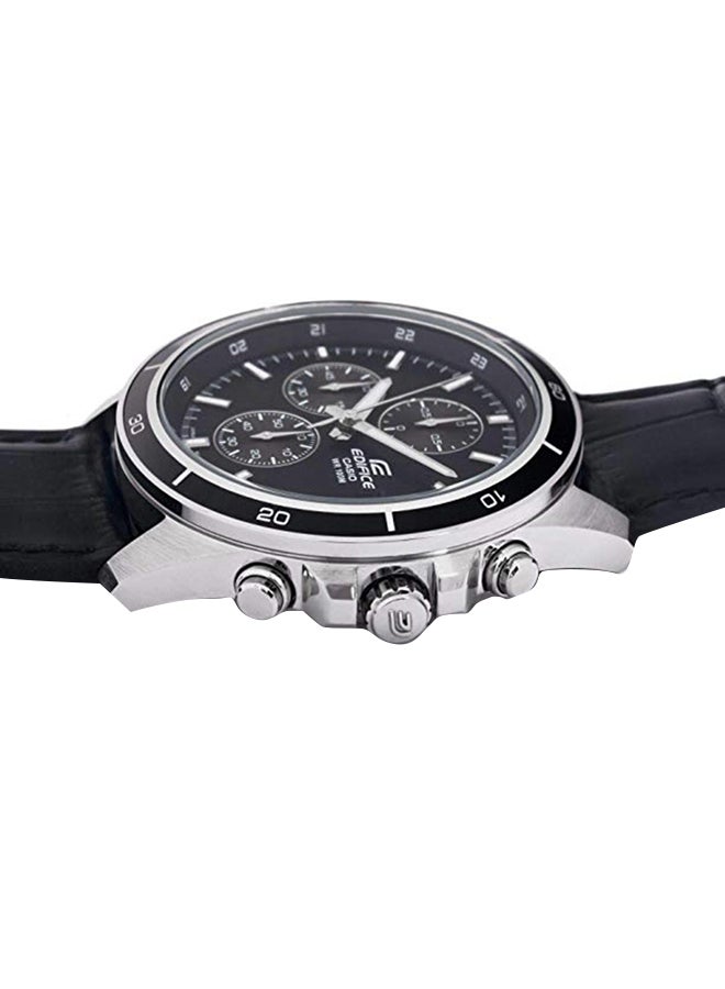 CASIO Men's Edifice Water Resistant Leather Chronograph Watch EFR-526L-1AVUDF - Image 4