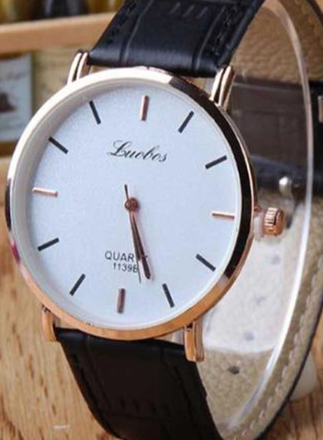 LUOBOS Women's 2-Piece Classic Round Dial Analog Watch Set For Couple 2372 - Image 2