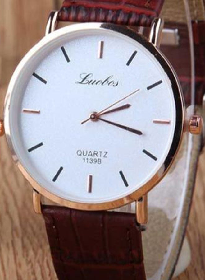 LUOBOS - Women's 2-Piece Classic Round Dial Analog Watch Set For Couple 2373 - Image 1