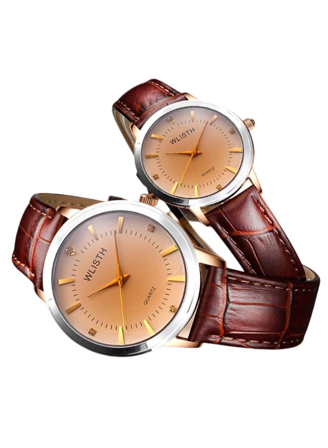 WLISTH - women 2-Piece Classic Round Dial Analog Watch Set For Couple 2375 - Image 1