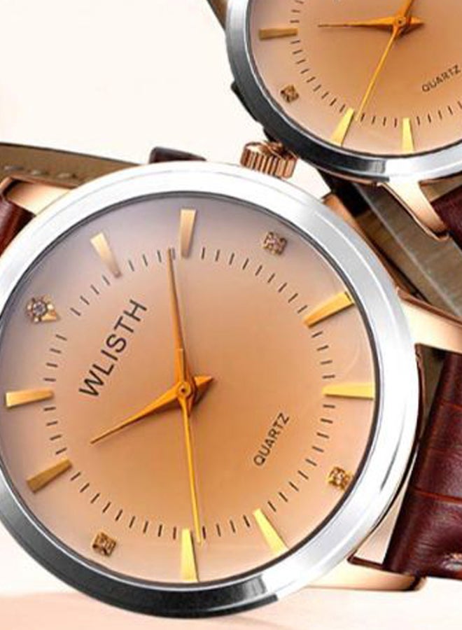 WLISTH - women 2-Piece Classic Round Dial Analog Watch Set For Couple 2375 - Image 1