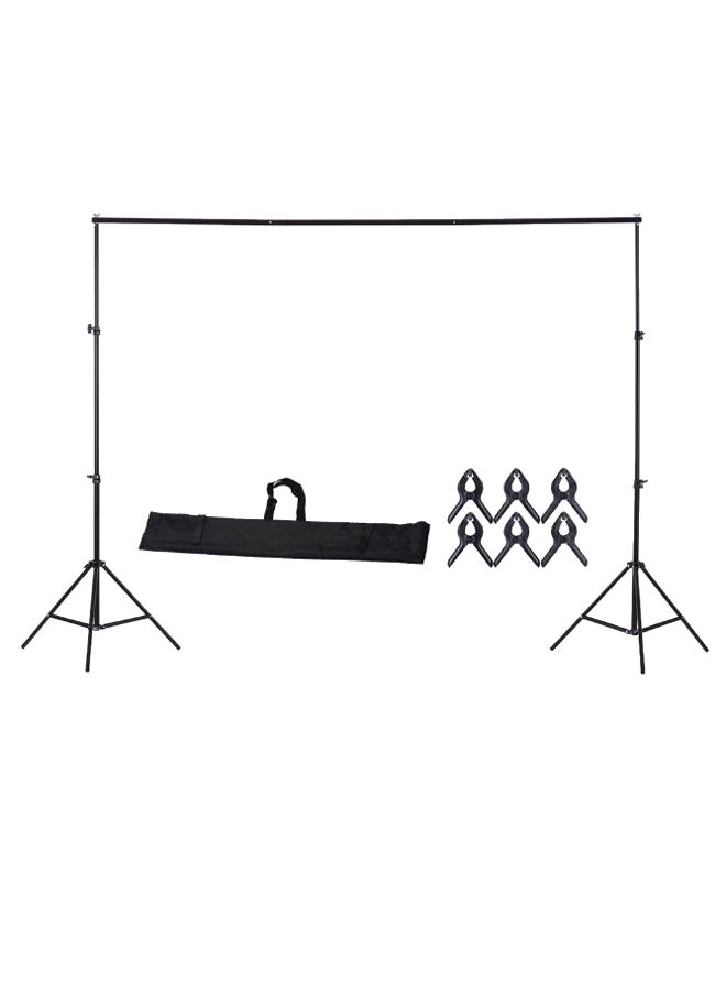 Generic - Adjustable Studio Background Backdrop Stand Kit Black - Image 1
