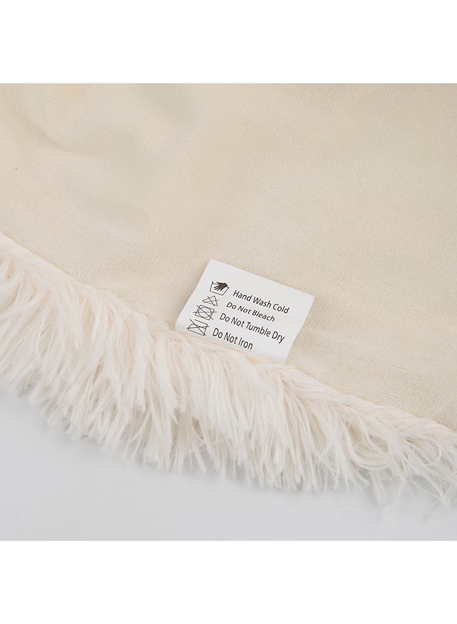 Couch Long Fur Throw Blanket polyester White 28X7X23inch  - Image 3