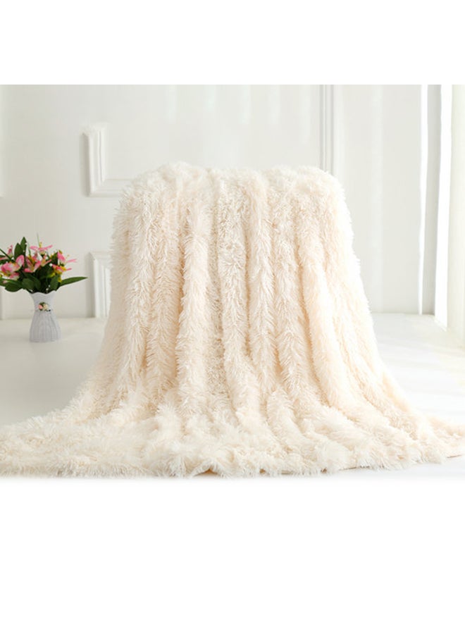 Couch Long Fur Throw Blanket polyester White 28X7X23inch  - Image 4