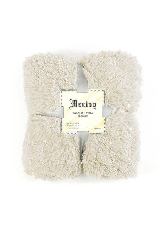 Couch Long Fur Throw Blanket polyester White 28X7X23inch  - Image 1
