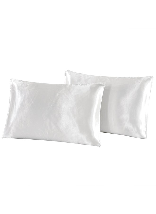 طقم وسادات مقاس كوين مكون من قطعتين بوليستر أبيض 20x30بوصة - Image 1