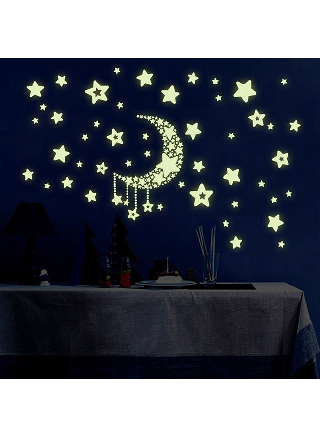 DIY Night Light Glow In The Dark Moon Stars Wall Stickers Moon Color 2.2x1.2x0.4cm - Image 1