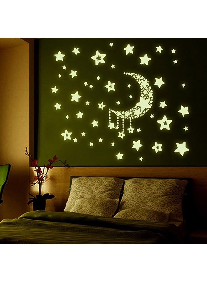 DIY Night Light Glow In The Dark Moon Stars Wall Stickers Moon Color 2.2x1.2x0.4cm - Image 3