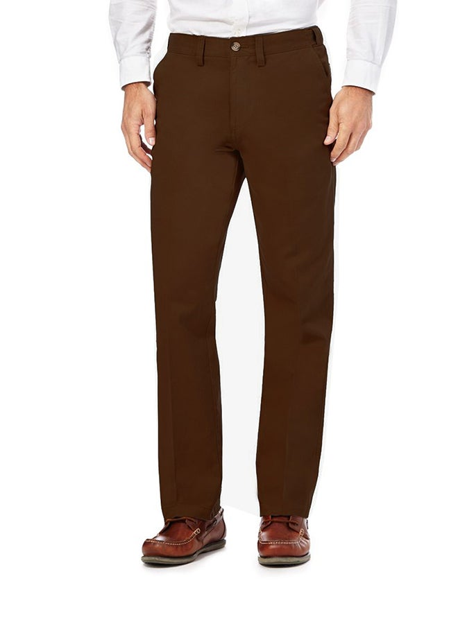 Generic - Solid Formal Pants With Side Pockets Brown - Image 1