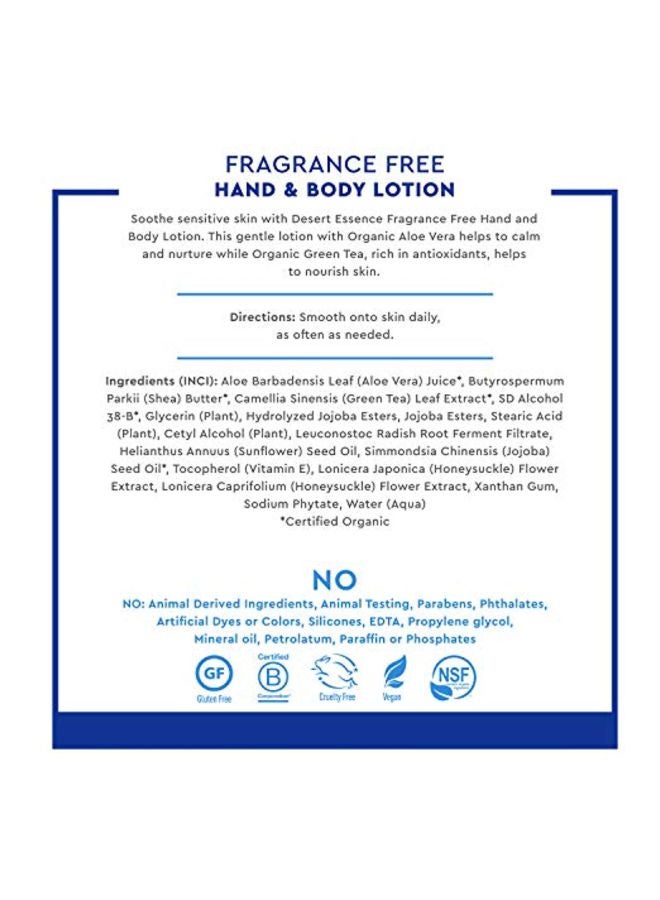 Desert Essence Organics - Fragrance Free Hand And Body Lotion - Image 1