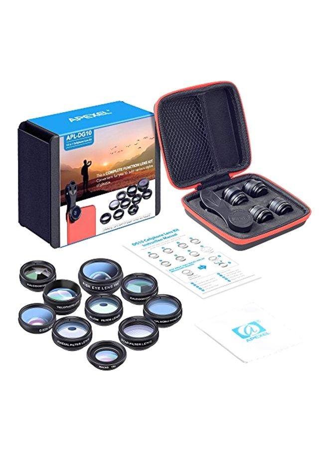 APEXEL - 10-In-1 Phone Lens Kit Black/Clear - Image 1