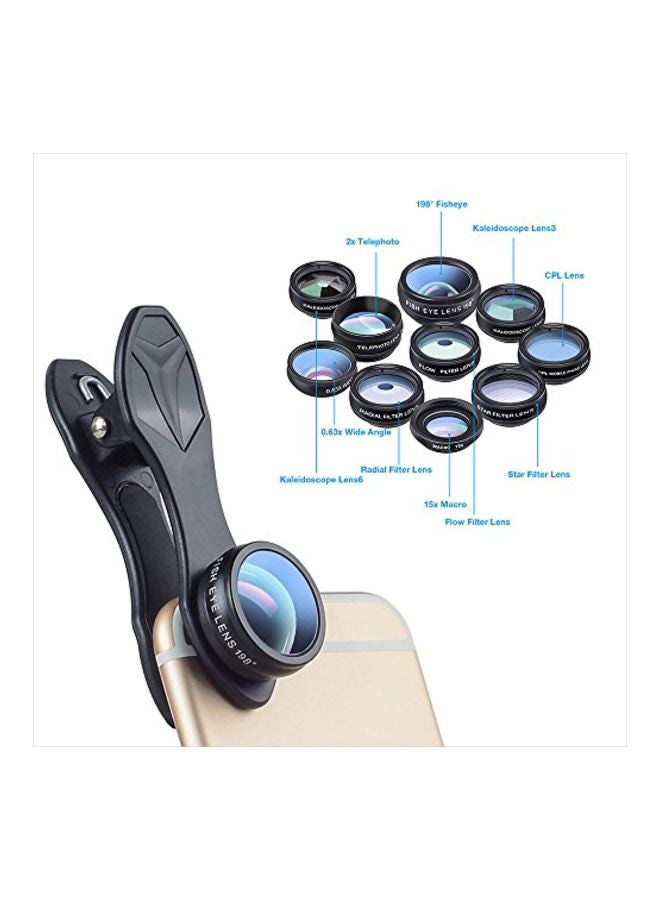 APEXEL - 10-In-1 Phone Lens Kit Black/Clear - Image 1