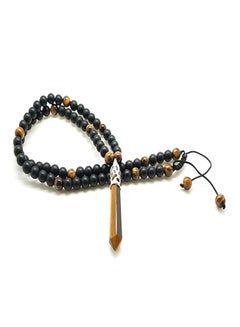 Pearl in Oyster Onyx And Tiger Eye Beaded Necklace With Tiger Eye Pendant 
