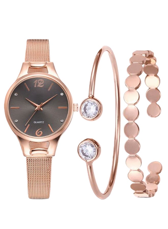 Generic - Women's 3-Piece Stainless Steel Analog Watch With Bracelet Set 8285 - Image 1