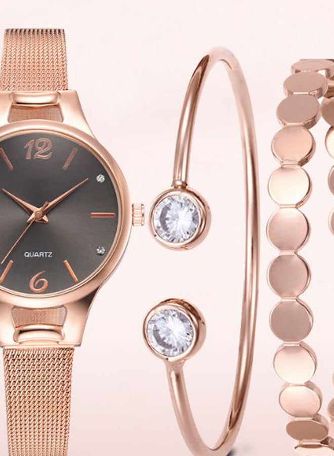 Generic - Women's 3-Piece Stainless Steel Analog Watch With Bracelet Set 8285 - Image 1