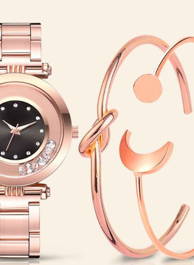 Generic - women 3-Piece Stainless Steel Analog Watch With Bracelet Set 8288 - Image 1