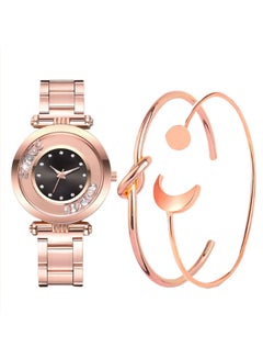 women 3-Piece Stainless Steel Analog Watch With Bracelet Set 8288