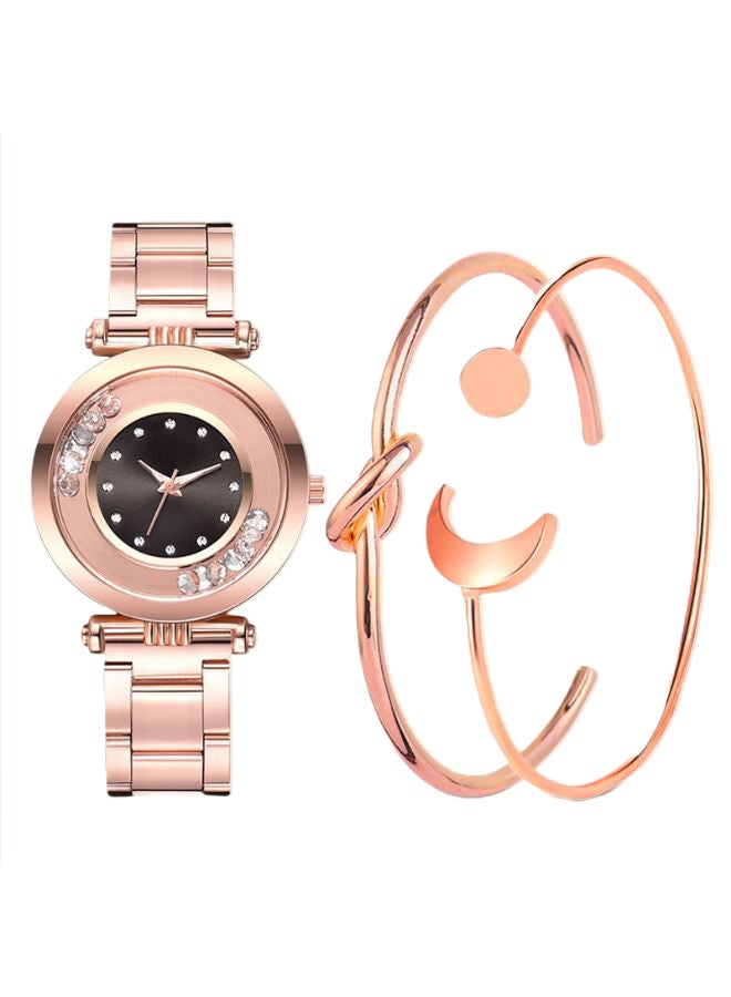Generic - women 3-Piece Stainless Steel Analog Watch With Bracelet Set 8288 - Image 1