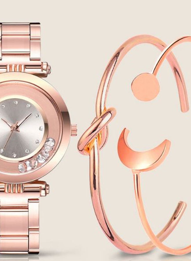 Generic - women 3-Piece Stainless Steel Analog Watch With Bracelet Set 8289 - Image 1