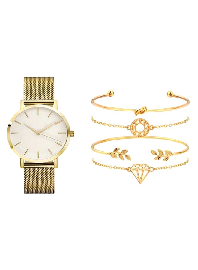 women 5-Piece Stainless Steel Analog Watch With Bracelet Set 8357  - Image 1