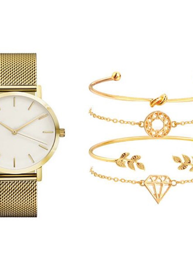 women 5-Piece Stainless Steel Analog Watch With Bracelet Set 8357  - Image 2