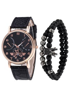 men 3-Piece Pointer Display Analog Watch With Bracelet Set 2712