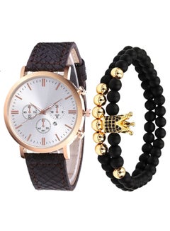 men 3-Piece Round Shape Analog Watch With Bracelet Set 2822