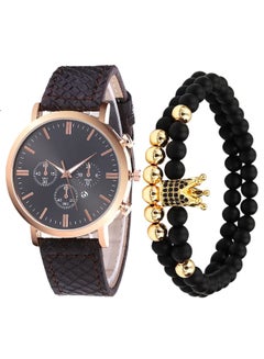 men 3-Piece Round Shape Analog Watch With Bracelet Set 2821