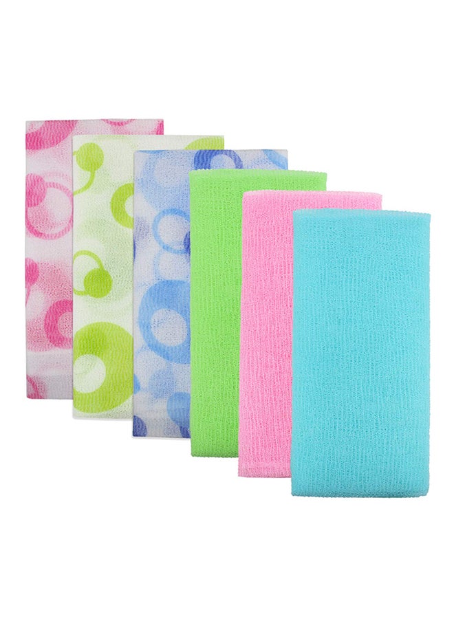 Meetory 6-Piece Exfoliating Nylon Bath Cloth Towel Multicolour - Image 1