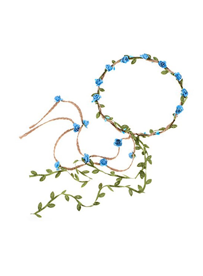 Floral Wreath Headband Blue