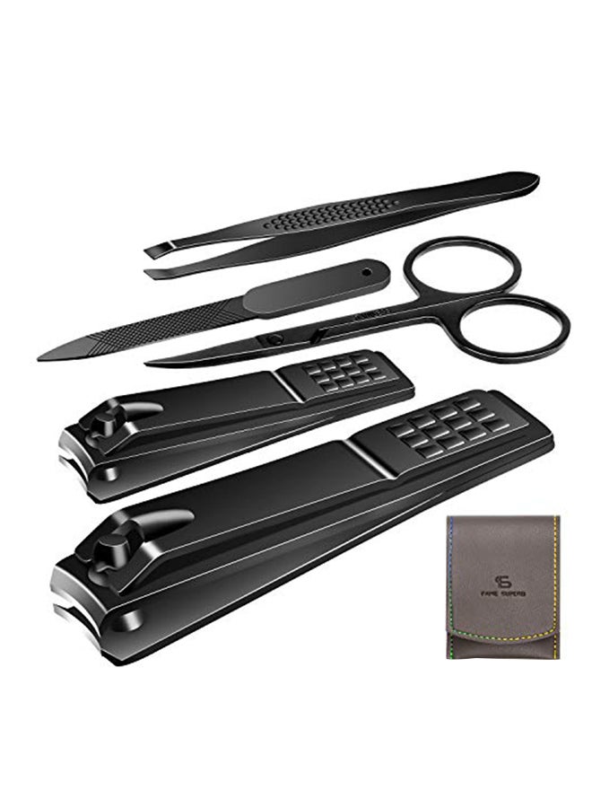 5-Piece Stainless Steel Nail Cutter Pedicure Kit Black 2.8X0.98X2.9inch