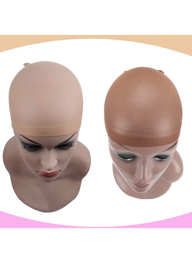 PAFOWO 20-Piece Nylon Stretchy Material Wig Caps Beige/Light Brown - Image 2