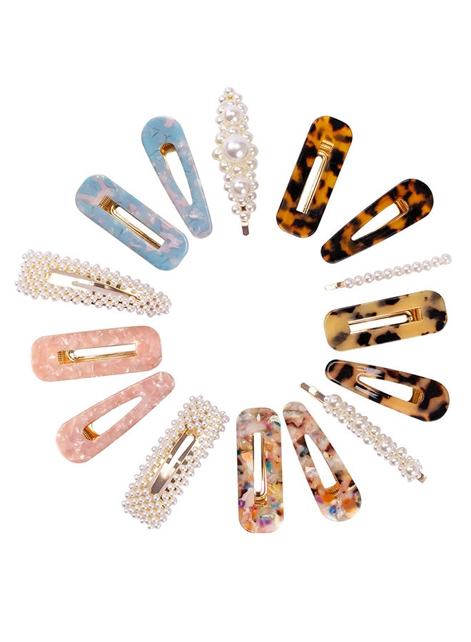 MerryXD 15-Piece Pearl Barrettes Multicolour 2.8X0.98X2.9inch - Image 1