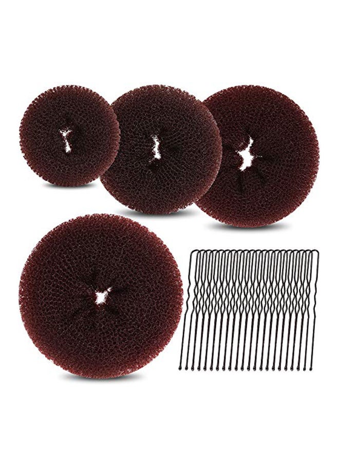 4-Piece Hair Bun Maker Brown 2.8X0.98X2.9inch - v1571918896/N30483573A_1