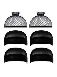 2-Piece Mesh And 4-Piece Stocking Wig Cap Set Black