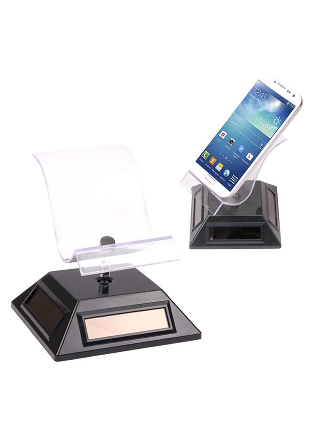 360 Degree Rotatable Solar Display Dual-Use Rotary Table Phone Holder Black