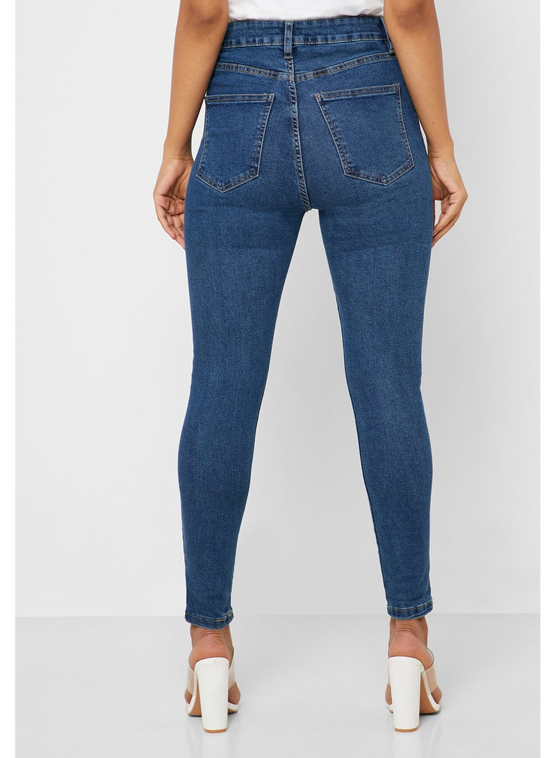Cotton On High Waist Skinny Jeans Blue - Image 2