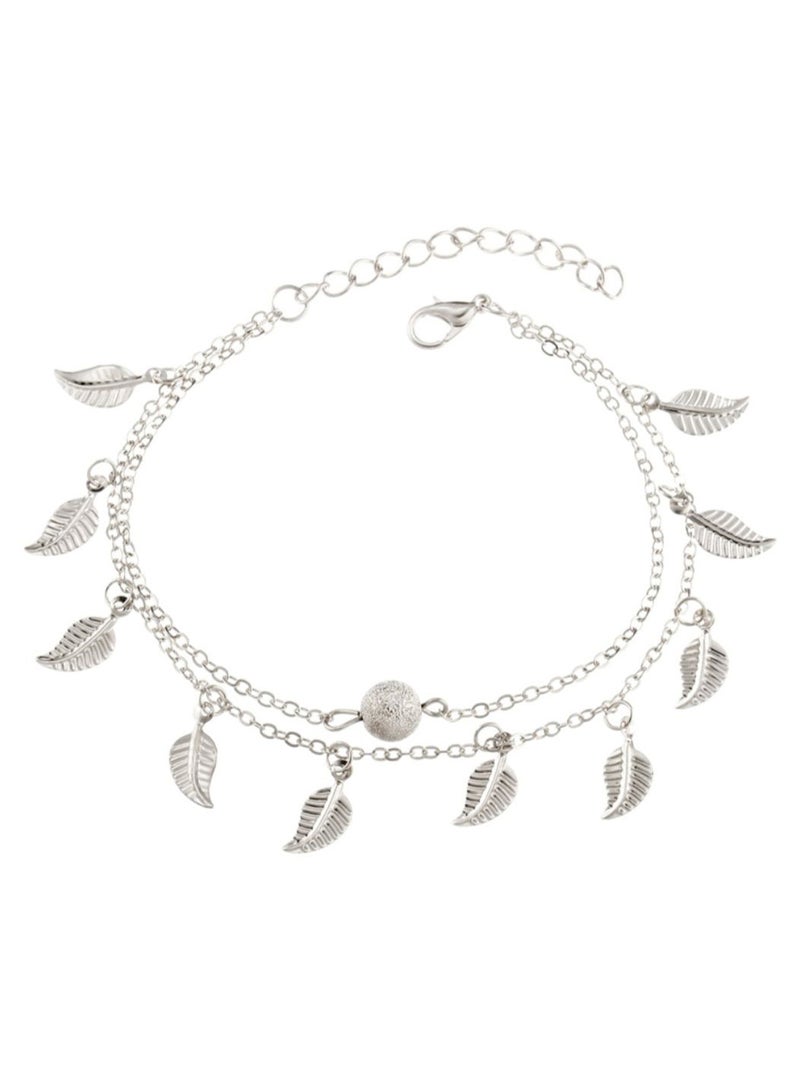 Generic - Double Layer Leaf Shape Chain Anklet - Image 1