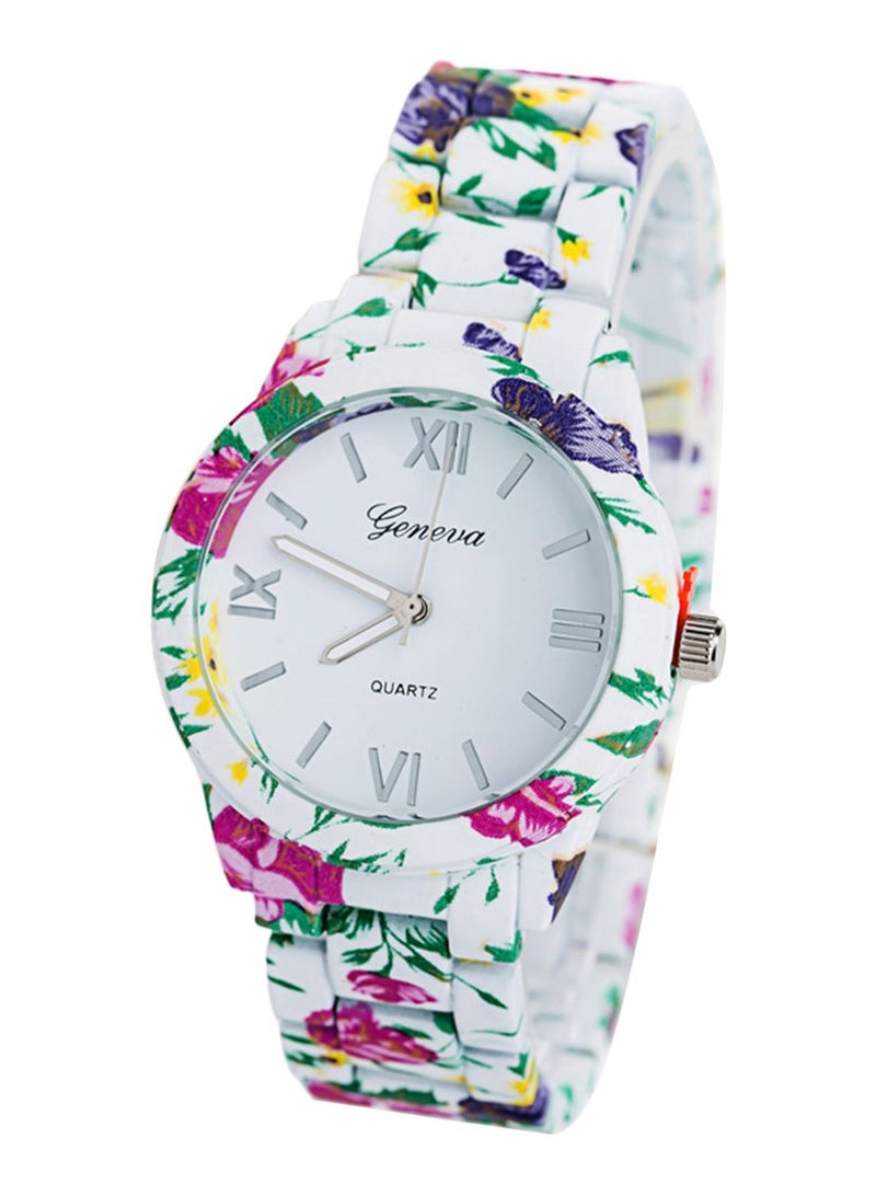Generic - Women's Floral Print Analog Watch 3435 - Image 1