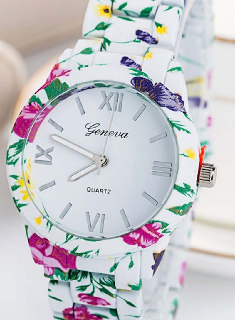 Generic - Women's Floral Print Analog Watch 3435 - Image 1