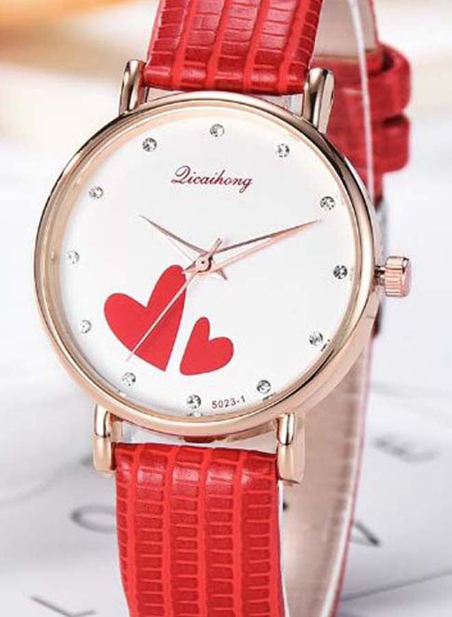 Generic - women Heart Pattern PU Leather Analog Watch 3469 - Image 1