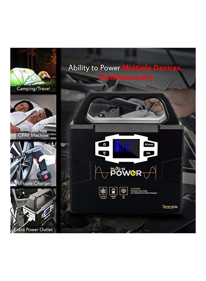 SereneLife - Portable Plug In Power Generator Black/Grey - Image 1