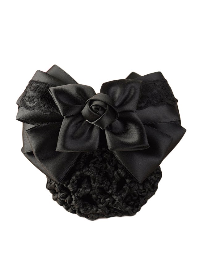Generic Bow Decor Flower Pattern Hair Clip Black 