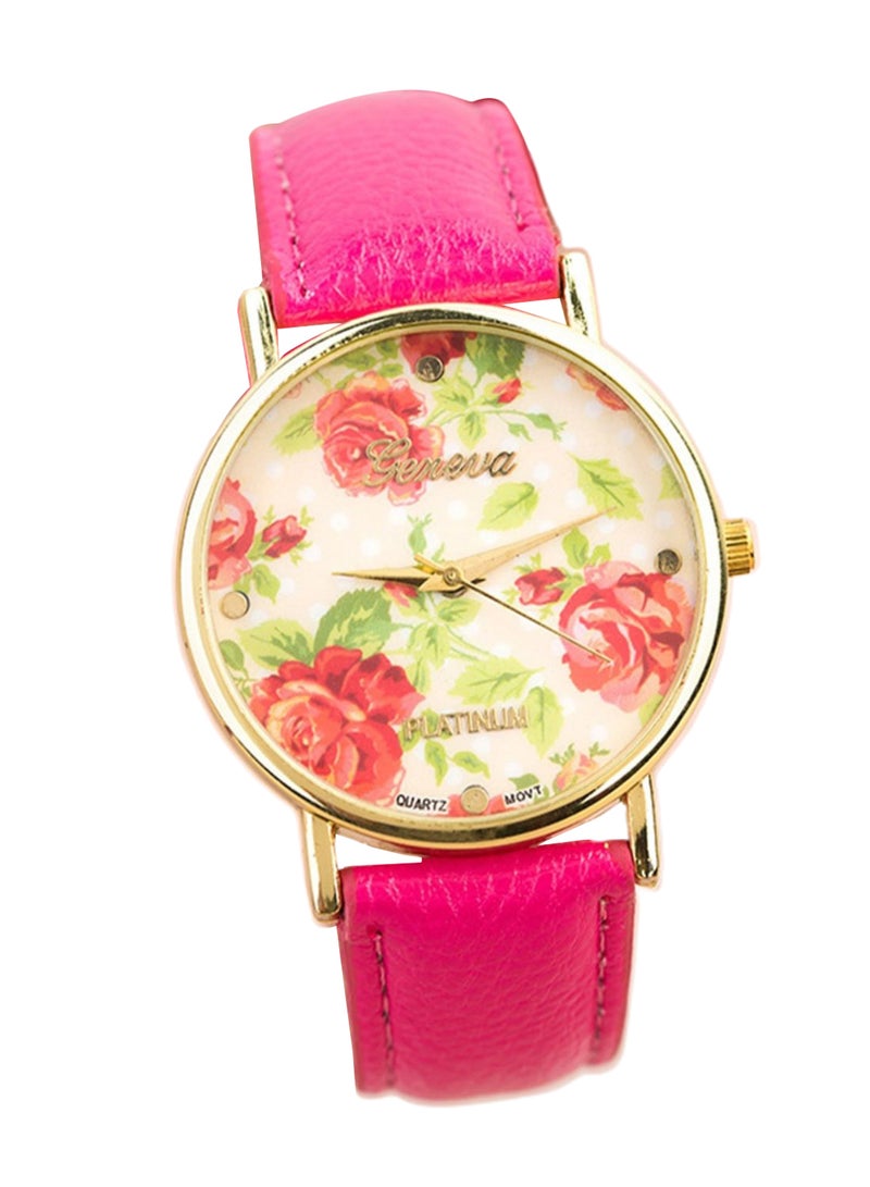 Geneva women Leather Pointer Pattern Printing Analog Watch 3810 - Image 1