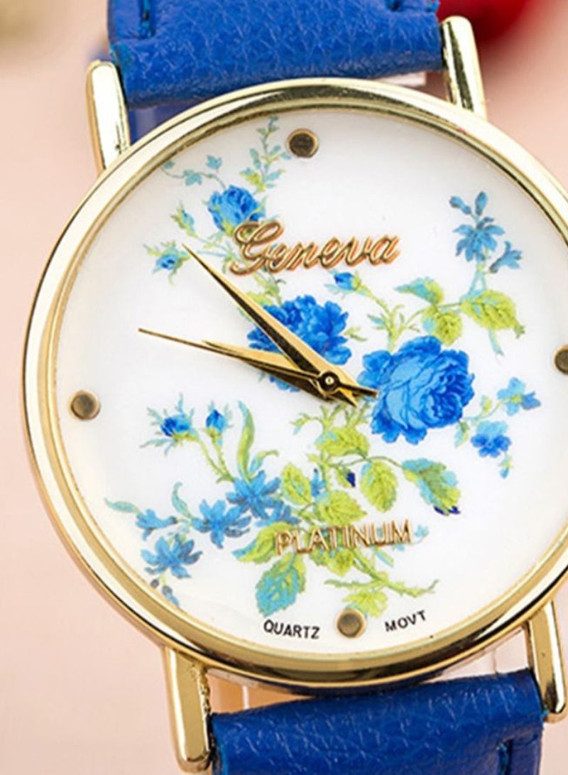 جنيفا ساعة يد بعقارب وسوار من الجلد بتصميم مؤشر وطبعة طراز 3811 women - Image 2