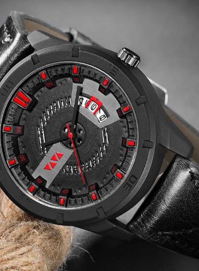Men's Leather Round Analog Watch 537 - Image 2