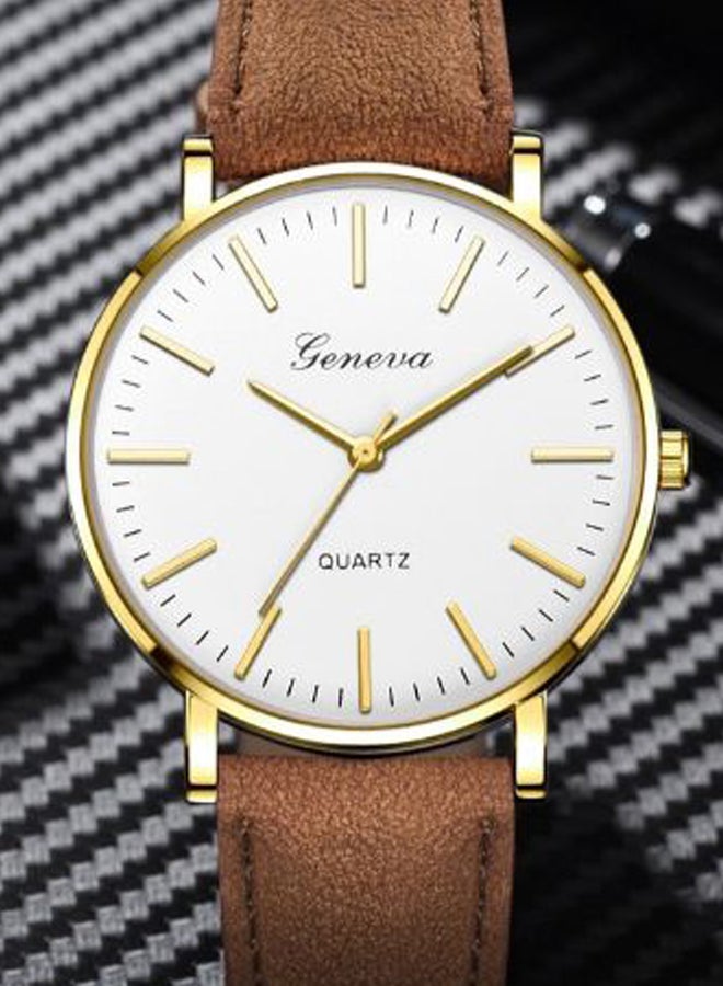Geneva Men's Leather Brief Style Analog Watch 1185 - Image 2