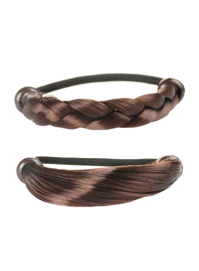 Generic 2-Piece Braided Fashion Hair Elastics Set 