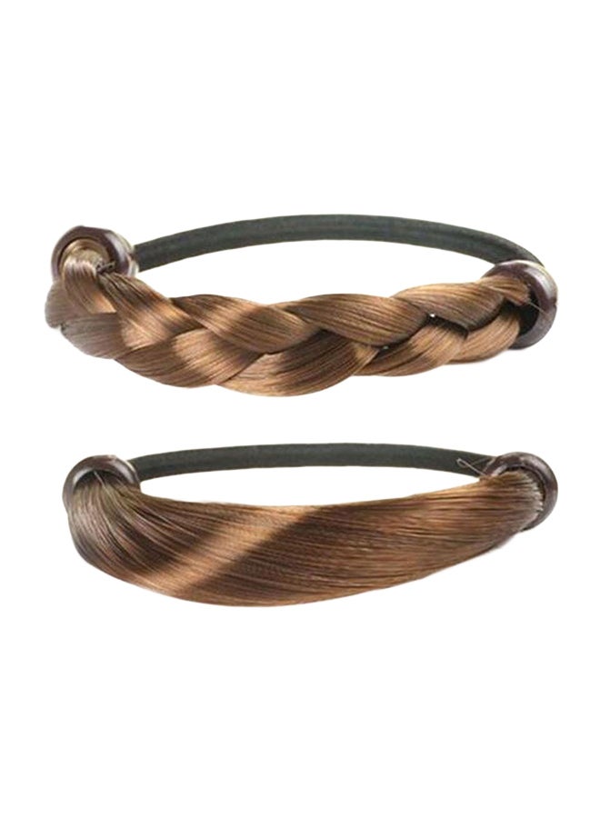 Generic 2-Piece Braided Fashion Hair Elastics Set 