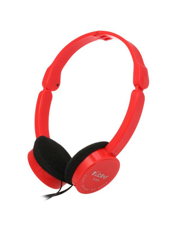 Kubite T-111 Wired Over-Ear Foldable Headphones With Mic Red - Image 2